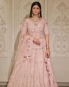 PASTEL PINK RAW SILK BRIDAL LEHENGA WITH FINE ZARDOSI EMBROIDERY