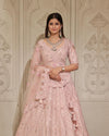 PASTEL PINK RAW SILK BRIDAL LEHENGA WITH FINE ZARDOSI EMBROIDERY
