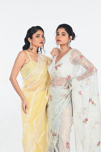 YELLOW ORGANZA SAREE