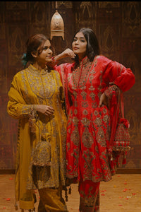 RED HEAVY SUIT WITH POTLI BAG